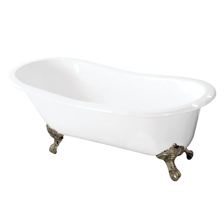 Aqua Eden Clawfoot Bathtubs, 56.88 L, 30.5 W, White/Brushed Nickel, Cast Iron VCT7D5731B8